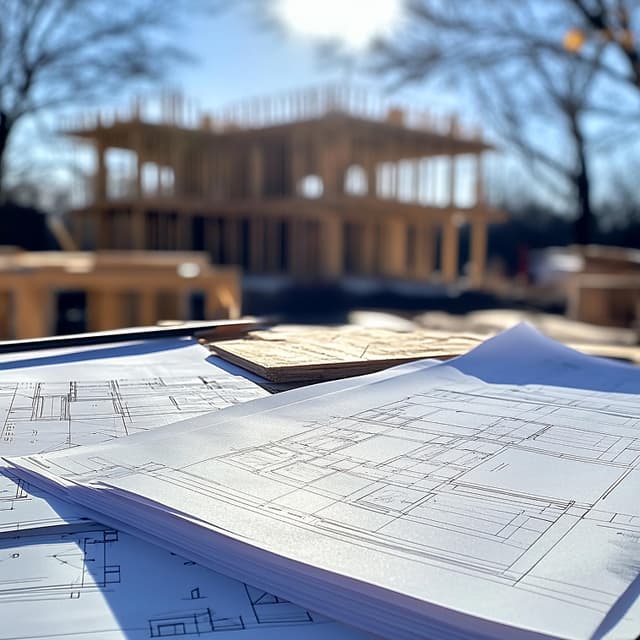 Construction team reviewing plans